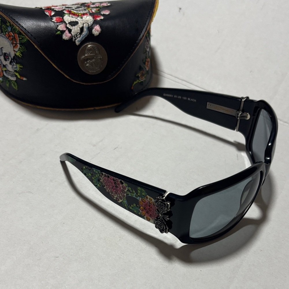 Vintage Ed Hardy sunglasses with case